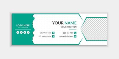 Green color personal email signature template vector