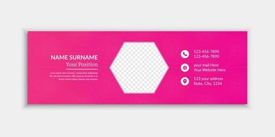 Minimal email signature or email footer template design pink color vector