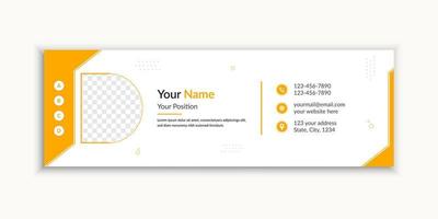 Simple and clean professional email signature template yellow color shapes vector