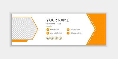 Horizontal yellow color creative email signature template vector