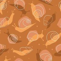 Seamless pattern with slug snails. Abstract simple linear animal print. Vector graphics.