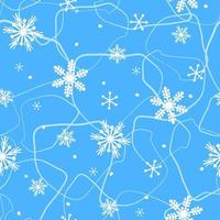 Seamless pattern line art with snowflakes. Winter delicate print. Vector graphics.