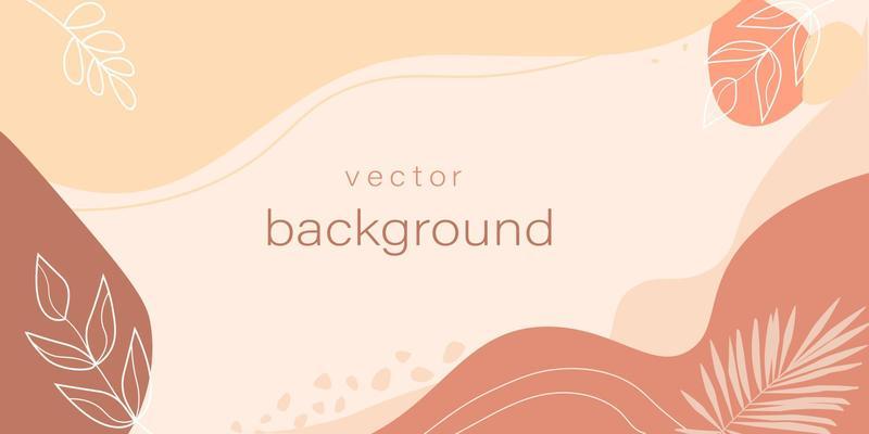 Vector design templates in a simple contemporary style with leaves and abstract shapes, with space for copying text, backgrounds and frames for wedding invitations, desktop wallpapers in social media.