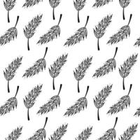 Seamless pattern of wheat ears, hand-drawn in sketch style. Wheat, oats. Monochrome. Symbol of baked goods. Simple vector illustration