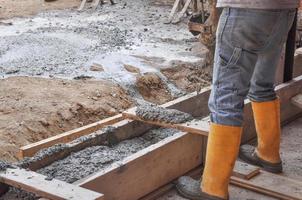 Detail of construction works in a building site with reinforced photo