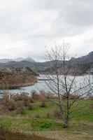 Beautiful landscape at Caldas de Luna, Leon. Water reservoir and nature around. Spain photo