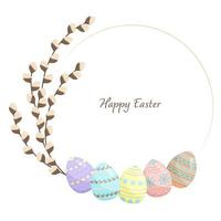 Decorative Easter Frame With Easter Eggs and a Willow Branches vector