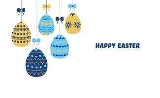 Easter Banner With the Decorative Vector Set of Easter Eggs
