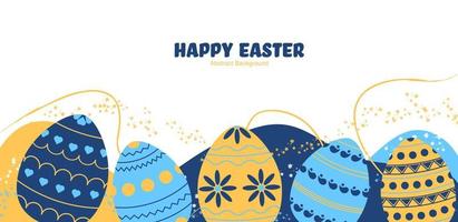 Easter Banner With Decorative Eggs in Yellow Blue Colors vector