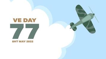 Victory in Europe Day Vector Banner With Plane