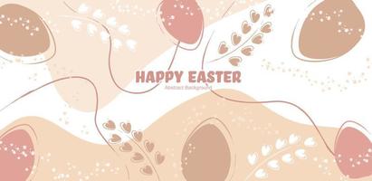 fondo de pascua con huevos de pascua y hojas en colores beige vector