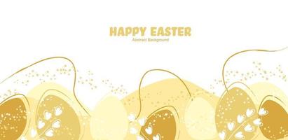 Decorative Easter Banner With Easter Eggs and Leaves in Yellow Colors vector