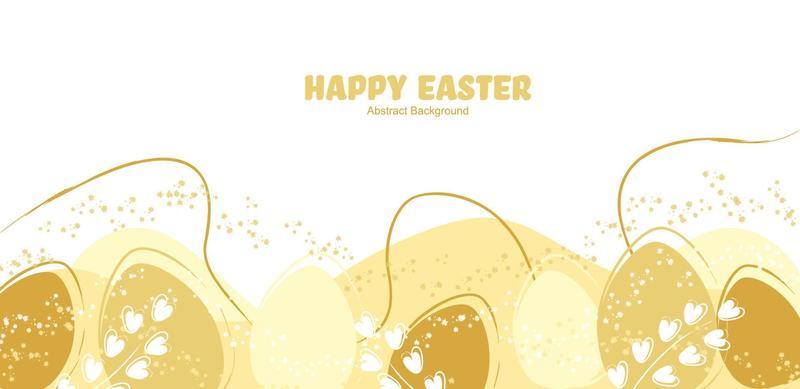 Decorative Easter Banner With Easter Eggs and Leaves in Yellow Colors