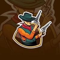 vaquero con logo de mascota de pistola vector