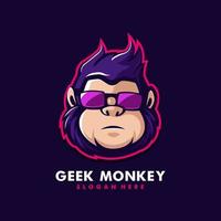 vector de ilustración de diseño de logotipo de mascota de mono geek