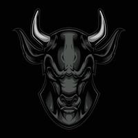 Diseño de ilustración de vector de cabeza de búfalo negro