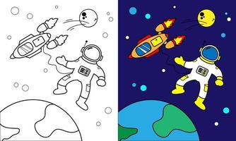 Astronaut Space Adventure Coloring Sheet. Suitable for Children's Products vector