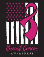 cinta de concientización - vector de bandera estadounidense angustiada de concientización sobre el cáncer de mama