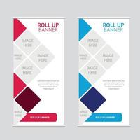 Roll Up Banner Vector, abstract geometric background, modern x-banner vector