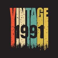 1991 vintage retro t shirt design, vector