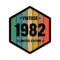 1982 vintage retro t shirt design, vector