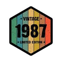 1987 vintage retro t shirt design, vector