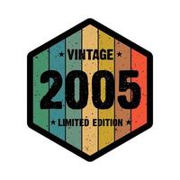 Diseño de camiseta retro vintage 2005, vector