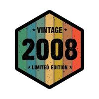 Diseño de camiseta retro vintage 2008, vector