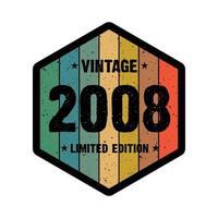 2008 vintage retro t shirt design, vector