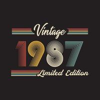 1987 Vintage Retro Limited Edition t shirt Design Vector