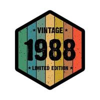 Diseño de camiseta retro vintage de 1988, vector