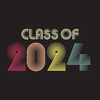 clase de 2024. ilustración de vector de letras de estilo vintage. plantilla para diseño de graduación, fiesta, graduado de secundaria o universidad, anuario. vector de diseño de camiseta