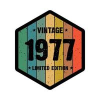 Diseño de camiseta retro vintage de 1977, vector