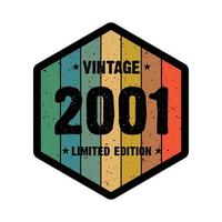 2001 vintage retro t shirt design, vector