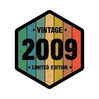 Diseño de camiseta retro vintage 2009, vector