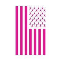 cinta de concientización - vector de bandera estadounidense angustiada de concientización sobre el cáncer de mama