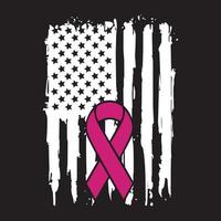 Awareness Ribbon - Breast Cancer awareness American Distressed Flag vector