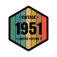 Diseño de camiseta retro vintage de 1951, vector