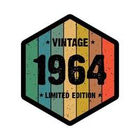 Diseño de camiseta retro vintage de 1964, vector