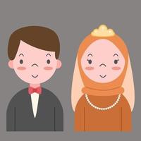 Modern muslim wedding couple illustration