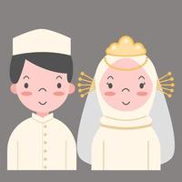 White muslim wedding couple vector