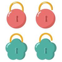 Padlock key clip art set vector