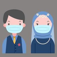 Muslim wedding couple in blue