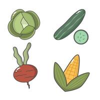 Cute vegetables doodle style vector