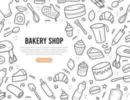 Hand drawn set of baking and cooking tools vector