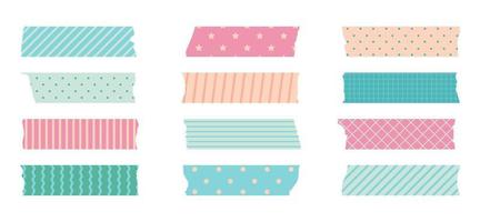 Washi masking tape set. Cute scotch vector