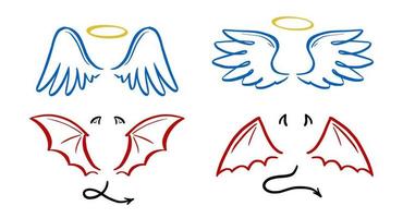 Angel and devil stylized vector illustration.