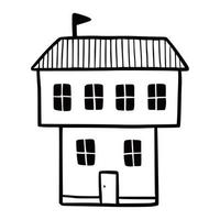 Hand drawn cute house. Doodle vector