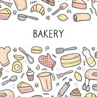 Hand drawn set of baking and cooking tools vector