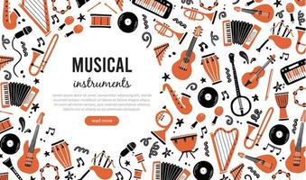 plantilla de banners con instrumento musical vector